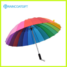 Rainbow Color Custom Printed Polyester Golf Umbrella Straight Umbrella